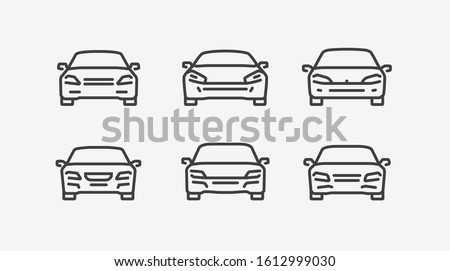 Car icon set in linear style. Transport vector illustration