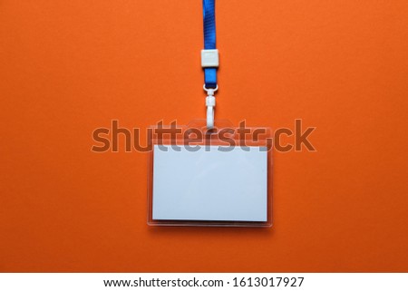 Security Badge on colorful background, event invitation concept, job