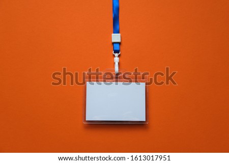 Security Badge on colorful background, event invitation concept, job