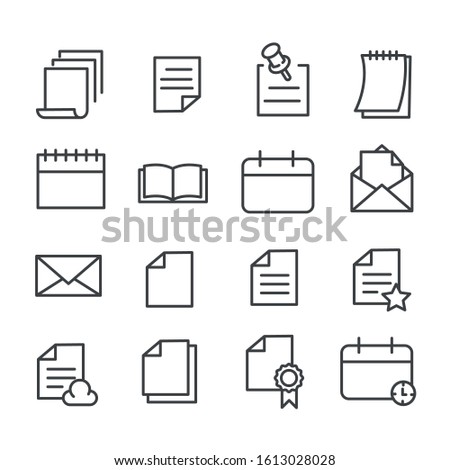Set of document or paper icon isolated. Modern outline on white background