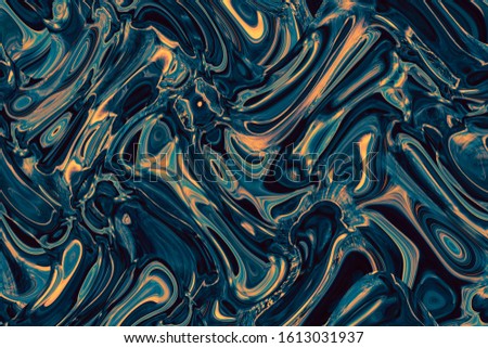 Generative art fractal abstract water effect oil paint fuild shape multicolor navy blue yellow deep modern simple backdrop background effect for photo