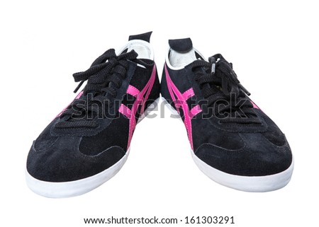 canvas shoes co lour black and pink on isolated