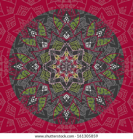 Symmetrical circular lace decoration, unusual ornate background with the effect of a kaleidoscope. Used clipping mask.