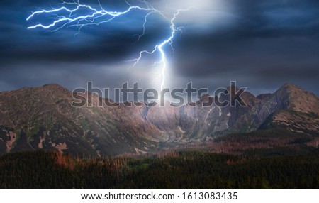 storm and lightning over the mountains