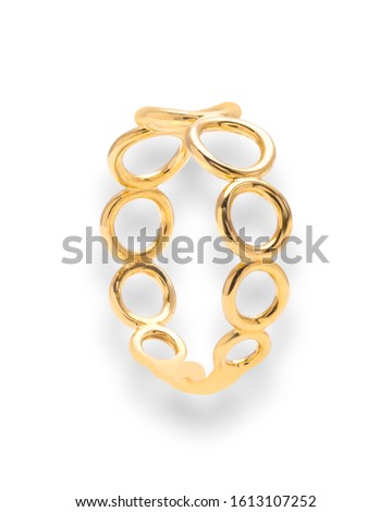golden ring with circle models  isolated on white background picture for online shopping
