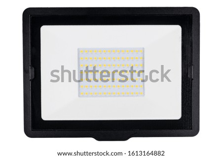 LED spotlight close-up isolated on white background. Led technologies. Diodes background. LED flashlight.