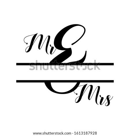 Mr and Mrs monogram split letter initial vector isolated