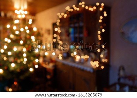 Blurred Family Room Illumination in Christmas Time