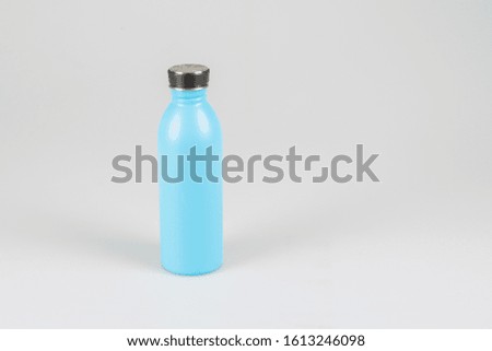 blue Stainless thermos water bottle isolated on white background