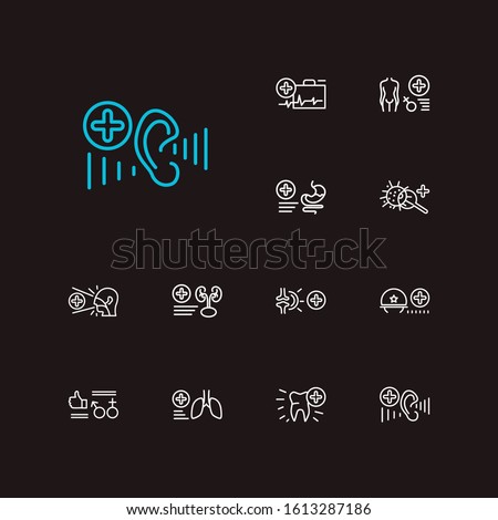 Anatomy icons set. Dentistry and anatomy icons with gynaecology, emergency medicine and military medicine. Set of orthopedic for web app logo UI design.