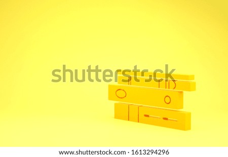 Yellow Office folders with papers and documents icon isolated on yellow background. Office binders. Archives folder sign. Minimalism concept. 3d illustration 3D render