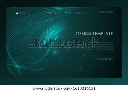 Abstract tech background with waveform lines Landing page Design template for web page website page cover wallpaper brochure Dark tech abstract futuristic background with waveform lines Vector landing