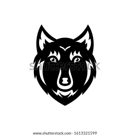 Wolf face glyph icon, vector illustration isolated on white background.
