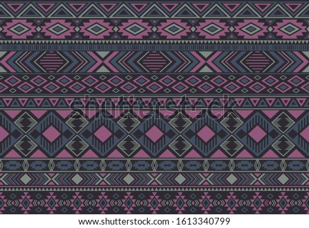 Ikat pattern tribal ethnic motifs geometric seamless vector background. Cool indonesian tribal motifs clothing fabric textile print traditional design with triangle and rhombus shapes.