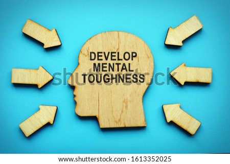 Develop Mental Toughness phrase on the head shape. Royalty-Free Stock Photo #1613352025