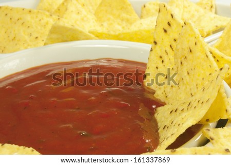 nachos corn and spicy chilly sauce