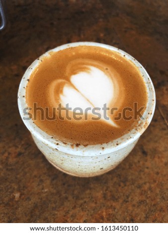 Cute Little Heart Latte Art in Ceramic Cup