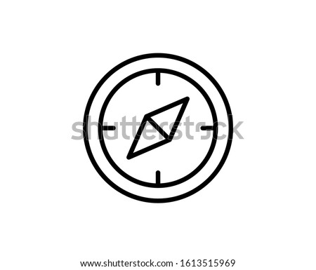 Line Compass icon isolated on white background. Outline symbol for website design, mobile application, ui. Compass pictogram. Vector illustration, editorial stroke. Eps10 Royalty-Free Stock Photo #1613515969