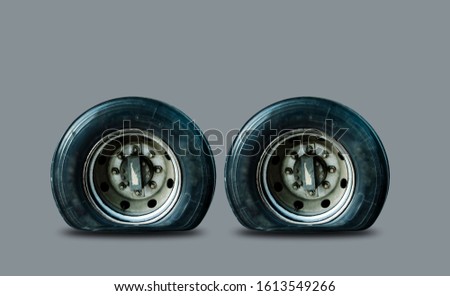 2 Flat tire safety separated from the background, cliping part Royalty-Free Stock Photo #1613549266