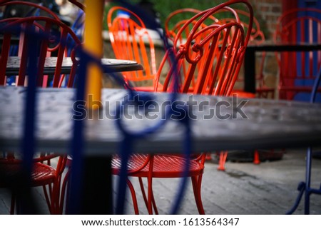 Color chairs at an outdoor patio
