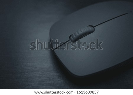 mouse, closeup black mouse on black background