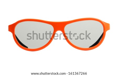 Orange eyeglasses isolated on white
