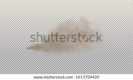 Dust cloud with small particles or grains of sand isolated on a transparent background. Dirty sandy cloud vector illustration.Smoke.