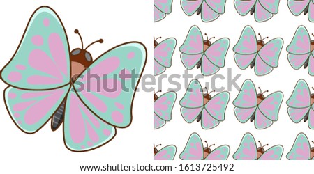 Seamless background design with beautiful butterfly illustration