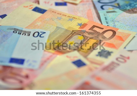 variety of euro banknotes
