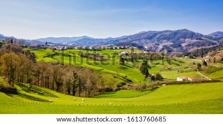 Ezkio at Gipuzkoa valley an mountains Royalty-Free Stock Photo #1613760685
