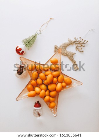 Kumquat with colorful Christmas ornament 