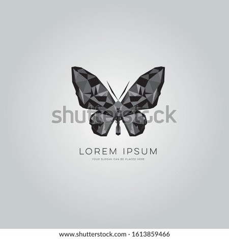 Polygonal black butterfly logo design