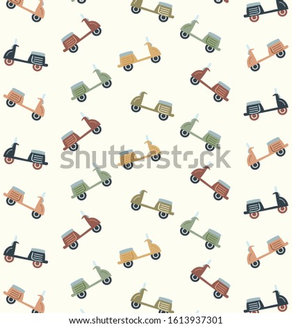 Scooter vintage motorcycle seamless pattern background model A
