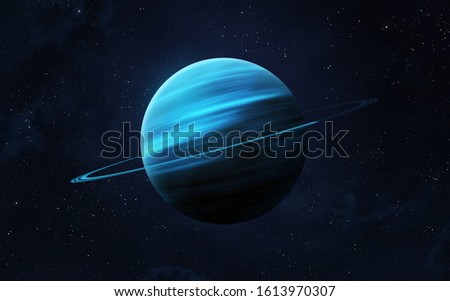 View of planet Uranus from space. Space, nebula and planet Uranus. This image elements furnished by NASA. Royalty-Free Stock Photo #1613970307