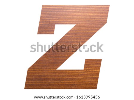 Letter Z with wooden texture on white background.