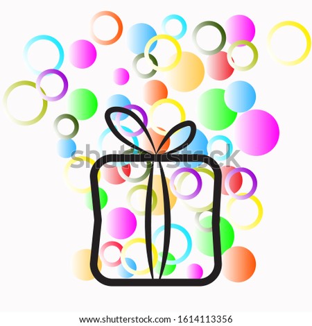 Gift box with colorful balloons on a white background