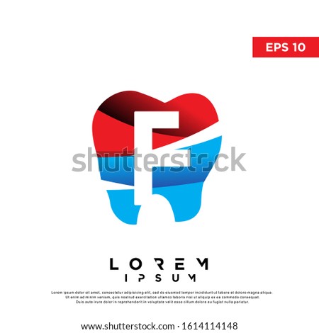 colorful initial letter f dental logo. modern icon, template design