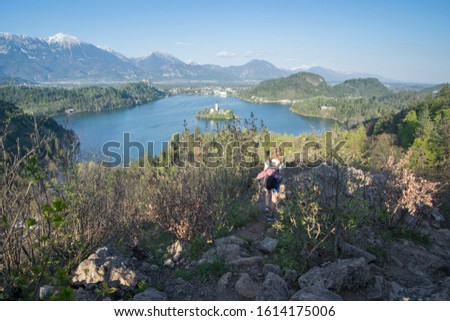 Panoramic view of Lake Bled from Mt. Osojnica Slovenia