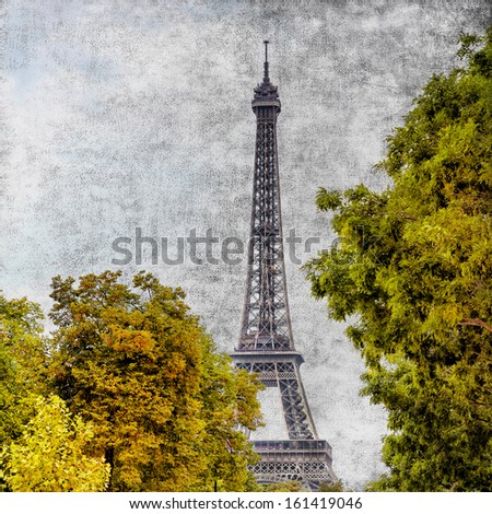 Eiffel tower vintage view in Paris, France