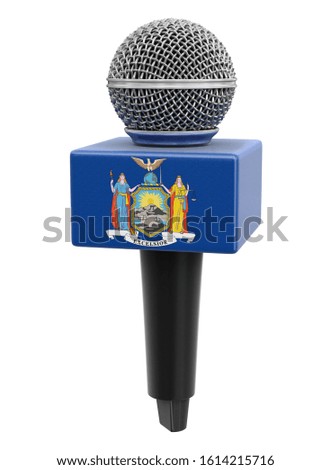 3d illustration. Microphone and New York flag. Image with clipping path