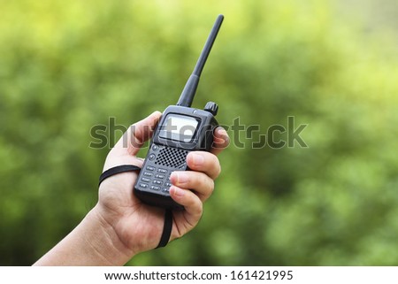 Handheld  walkie talkie for outdoor Royalty-Free Stock Photo #161421995