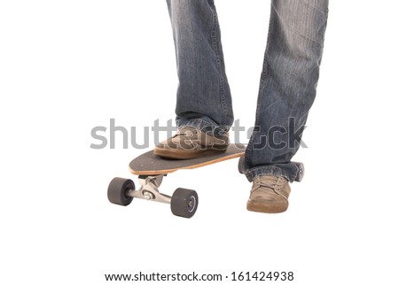 Front view of long boarder from knees down
