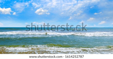 Sea and blue Sky background. The concept is travel.Wide photo.