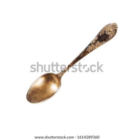 Silver old vintage tablespoon on a white background