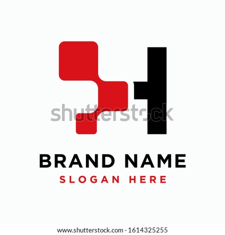 Digital initial letter H logo design template - vector