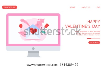 Stylish Valentine's Day vector flat illustration. 