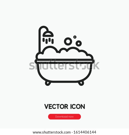 Bath icon vector. Linear style sign for mobile concept and web design. Bath symbol illustration. Pixel vector graphics - Vector. Royalty-Free Stock Photo #1614406144