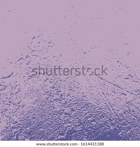 Lilac Grunge dust messy background. Distressed spray grainy overlay texture. Dirty powder rough empty cover template. Aged splatter crumb wall backdrop. Weathered aging design element. EPS10 vector.