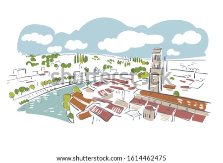 Verona Italy Europe vector sketch city illustration line art
