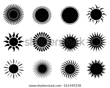 black sun icons set 
